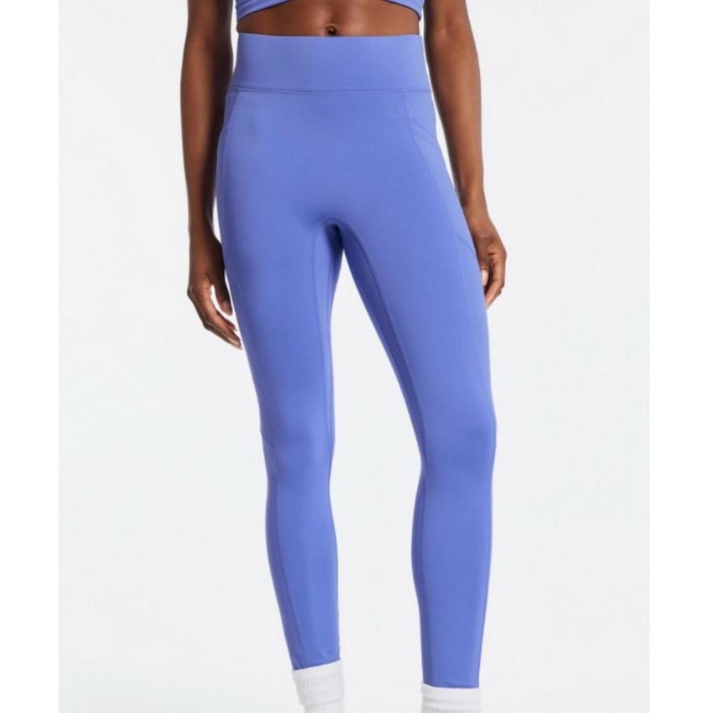 Bandier Center Stage Pocket Leggings Purple Large High Waist Gym Workout Active